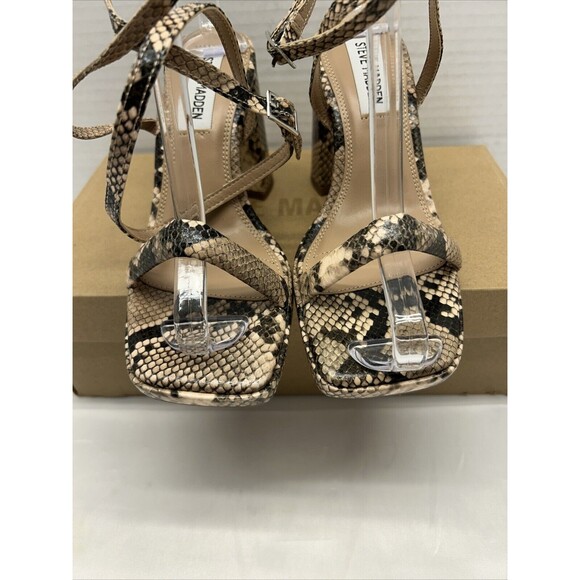 Steve Madden Marley Snake Block Heel Strappy Squared Off Toe Womens Shoes SZ 6 - Picture 7 of 12